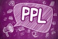 PPL - Cartoon Illustration on Purple Chalkboard. Royalty Free Stock Photo