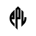 PPL circle letter logo design with circle and ellipse shape. PPL ellipse letters with typographic style. The three initials form a
