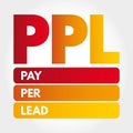 PPL - Pay Per Lead acronym, business concept