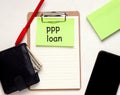 PPP Loan salary protection program concept. Wallet with money on a blank copy space. Royalty Free Stock Photo