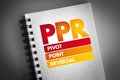 PPR - Pivot Point Reversal acronym on notepad, business concept background