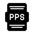 Pps file icon solid style. Spreadsheet file type, extension, format icons. Vector Illustration Royalty Free Stock Photo