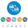 PPT DOC file conversion flat round icons Royalty Free Stock Photo