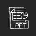 PPT file chalk white icon on black background
