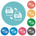 PPT MP4 file conversion flat round icons