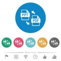 PPT PDF file conversion flat round icons
