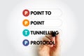 PPTP Point to Point Tunnelling Protocol - method for implementing virtual private networks, acronym text with marker Royalty Free Stock Photo