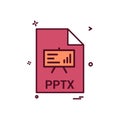 pptx file file extension file format icon vector design