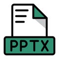 Pptx file icon colorful style design. document format text file icons, Extension, type data, vector illustration Royalty Free Stock Photo