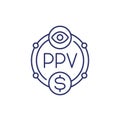 ppv icon, pay per view line vector Royalty Free Stock Photo