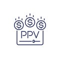 ppv icon, pay per view line vector Royalty Free Stock Photo