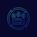 ppv icon, pay per view linear design Royalty Free Stock Photo