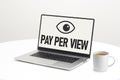 PPV pay per view is shown using the text on screen of laptop Royalty Free Stock Photo