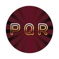 PQR alphabet font letters red round emblem