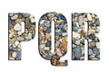 PQR letters. Stone design alphabet, collection of letters isolated on white Royalty Free Stock Photo