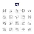 Pr line vector icons and signs. Primp, Presell, Propel, Pragmatic, Provision, Proactive, Prolific, Presto outline vector Royalty Free Stock Photo