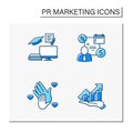 PR marketing color icons set