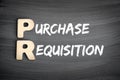 PR - Purchase Requisition acronym, business concept on blackboard Royalty Free Stock Photo