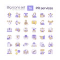 PR services RGB color icons set Royalty Free Stock Photo