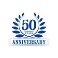 50 years anniversary celebration logo. 50th anniversary luxury design template. Vector and illustration.