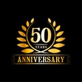 50 years anniversary celebration logo. 50th anniversary luxury design template. Vector and illustration.