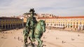 Praca Commercio Lisbon aerial view at evening Royalty Free Stock Photo