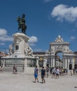 Praca do comercio commerce square with statue of king jose I lisbon Royalty Free Stock Photo