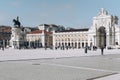 Praca do Comercio Commerce square and statue of King Jose I in Lisbon Portugal Royalty Free Stock Photo