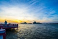 Prachuap Khiri Khan province, Thailand - December 30, 2017 : The tourist Watch the sunrise at Saran Vi Tee Bridge ao prachuab, B