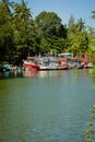 Prachuap Khiri Khan. Thailand. 18 June 2020. Fishing boats in Thailand park in a mangrove forest residence