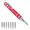 Practical screwdriver with a set of bits that can be conveniently stored in a compact case Royalty Free Stock Photo