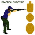 Practical shooting man and rifle targets illustration Royalty Free Stock Photo