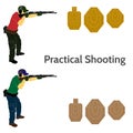Practical shooting man and rifle targets illustration Royalty Free Stock Photo