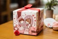 A practical storage solution for everyday items, two boxes are neatly arranged on a wooden table, Playful Valentine\'s