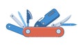 Compact Red Multi-tool Knife, Practical Vector Illustration, vector design Generative AI Royalty Free Stock Photo