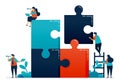 Practice collaboration and problem solving in teams by completing puzzle games, Solving problems in business and company Royalty Free Stock Photo