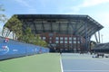 Practice courts and newly Improved Arthur Ashe Stadium at the Billie Jean King National Tennis Center