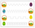 Practice handwriting, circle the line. Easter eggs, Easter basket Royalty Free Stock Photo
