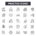 Practice line icons, signs, vector set, linear concept, outline illustration Royalty Free Stock Photo