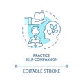 Practice self compassion blue concept icon