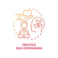 Practice self compassion red gradient concept icon