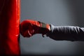 A red glove and a red punching bag Royalty Free Stock Photo