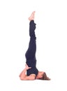 Practicing Yoga exercises / Shoulderstand - Sarvangasana Viparita Karani Royalty Free Stock Photo