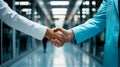 doctor shaking hands with a businessman pharmaceutical in a hospital. Generative Ai