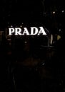 PRADA logo in front of their store in Paris Mall