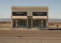 Prada Marfa on Highway 90, a famous picture spot just outside Valentine, Texas. Royalty Free Stock Photo