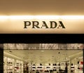 Prada shop at duty free cosmetics boutiques at the International Airport at Charles de Gaulle, Paris. Luxury french brand owned by