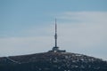 Praded antenna tower seen from distatn mountain in jeseniky inczechia Royalty Free Stock Photo