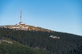 Praded antenna tower seen from distatn mountain in jeseniky inczechia Royalty Free Stock Photo