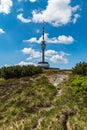 Praded hill summit with communication tower in Jeseniky mountains in Czech republic Royalty Free Stock Photo
